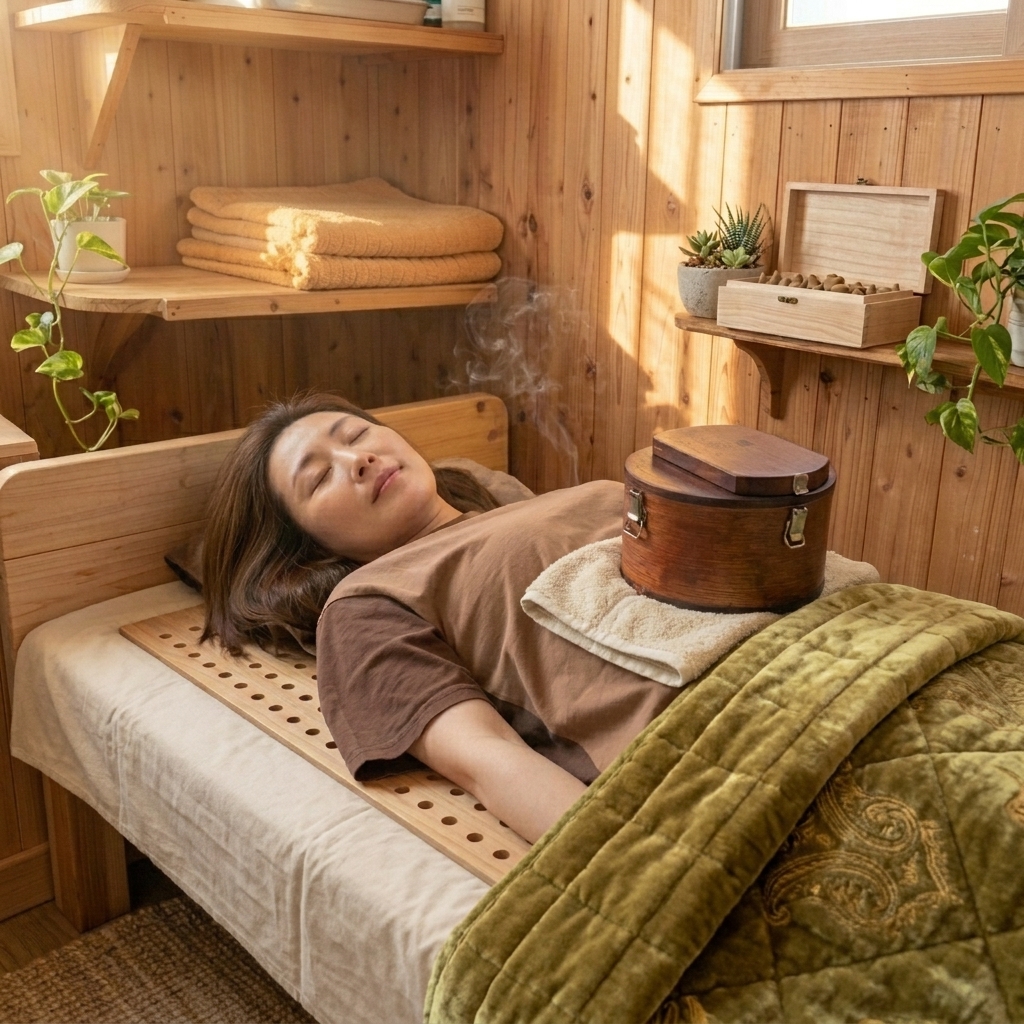 제주 쑥찜질 베드